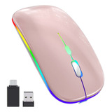 Mouse Inalámbrico Recargable 2.4g Usb Y Adaptador Tipo-c