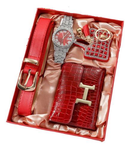 Reloj De Mujer Rojo Caja De Regalo