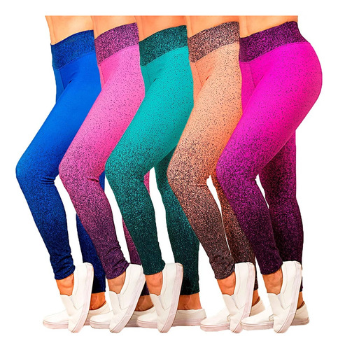 Kit 5 Calças Legging Fitness Academia Ginástica Atacado