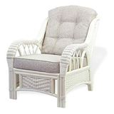 Alexa Living Armchair White Color Natural Rattan Wicker Hand