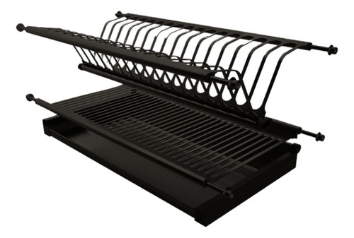 Locero Platero Escurridor Platos Negro 100% Acero Inox 80cm