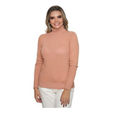 Blusa Feminina Trico Cacharrel Manga Longa Gola Alta Basica