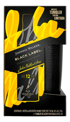 Johnnie Walker Black Label 750ml Mas Tumbler Edición Limitada