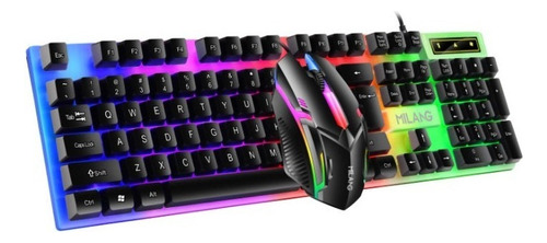 Kit Teclado Gamer Mecánico Alambrico Rgb Con Mouse Gamer