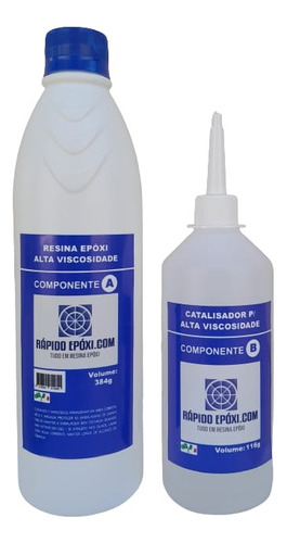 Resina Epóxi Alta Viscosidade - Re C/ Endurecedor Kit 500 G