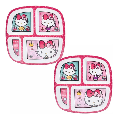 Platos De Hello Kitty Con Divisiones Extendids Vajilla Kawai