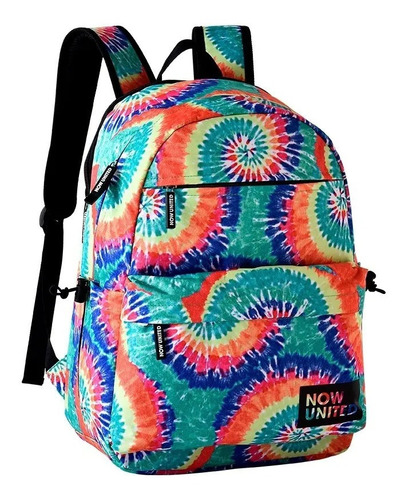 Mochila Escolar Notebook Banda Grupo Now United Tie Dye Clio Cor Verde Desenho Do Tecido Estampado