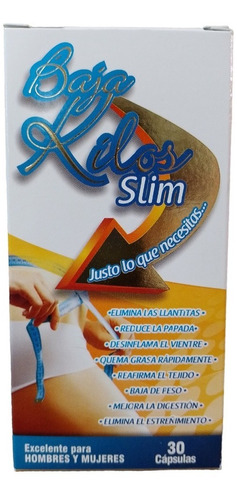 Baja Kilos Slim Para Hombres Y Mujeres 30 Cápsulas