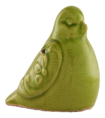 Pajaro De Cerámica Verde Figura Decorativa 17 Cm