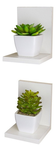 Kit Com 2 Mini Prateleiras Buzios 15 X 12cm Cor Branco Cor Da Armação Branco