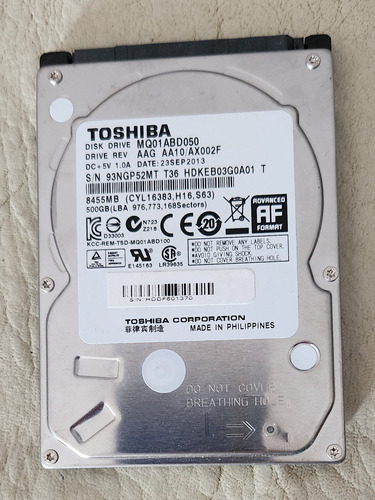 Disco Rígido Notebook Hdd Toshiba 500gb Sata