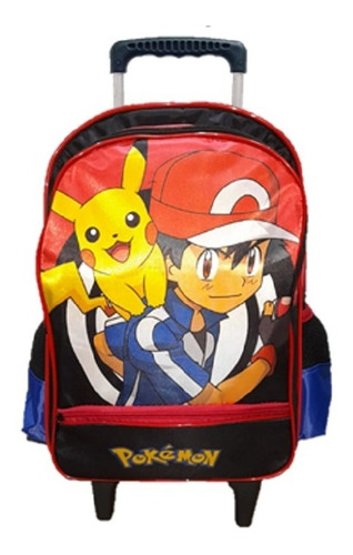 Mochila Pokemon Ash Pikachu Infantil Rodinhas Bolsa Escolar