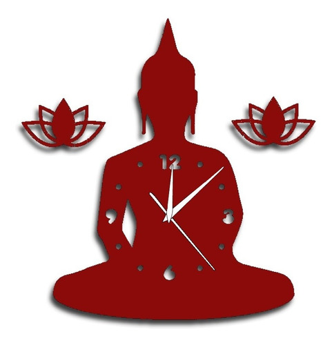 Relógio De Paredes Buda Flor De Lotus Vermelho
