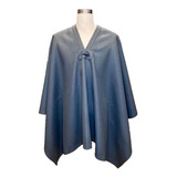 Poncho Lana Muflon Artesanal Azul Telar-corralero Sastreria-