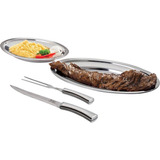 Conjunto Para Churrasco Aço Inox 4 Pçs Euro