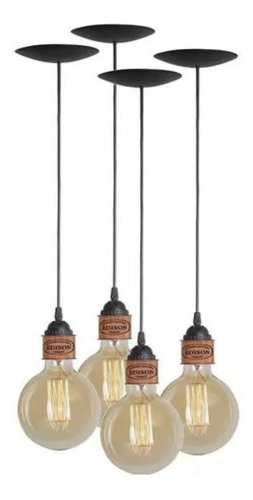 Colgante Industrial De Techo, Colgante Edison 1880. Pack X4