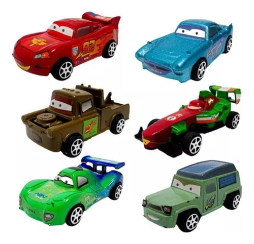 Kit 6 Carrinhos Relâmpago Mcqueen Disney Carros Brinquedos