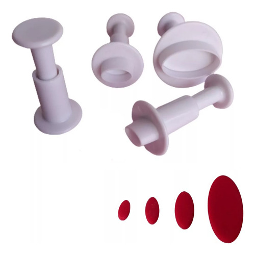 Cortantes Con Expulsor Set 4 Mini Ovalos Fondant Porcelana