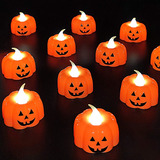 24 Piezas Luz De Calabaza Halloween Velas Sin Llama Calabaza