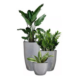 Jogo P 3 Vasos Lisos Tipo Vietnamita Luxo Plantas Casa Decor