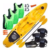 Combo Triple Kayak Rocker Warrior Chalecos Asientos Tela