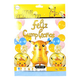 Paq Globos Gde Pikach Decoración Fiesta Feliz Cumpleaños 