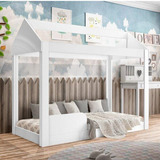 Cama Montessoriana Infantil 160cm Casinha Branco