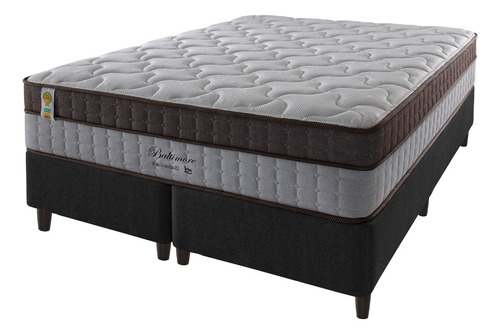 Cama Box Queen Preto + Colchão Molas Baltimore 158cm