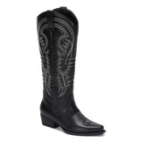 Bota Vaquera Mujer Bordada Andrea Original Cowboy Boot Negra