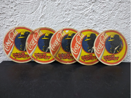 Coca Cola Dick Tracy Porta Vasos 5pack Vintage Coleccion 80s