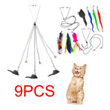 . 9 Peças Gato Brinquedo Retrátil Pendurado Porta Gato Vara