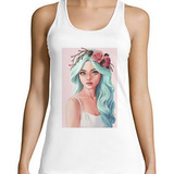 Musculosa Chica Girl Rosa Turquesa Watercolor