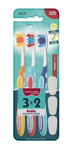 Kit 3 Escova Dental Cerdas Branqueadoras Limpador De Língua