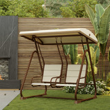 Silla Columpio Para Patio De 2 Personas Con Toldo Ajustable