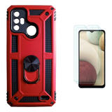 2 Micas + 1 Funda Rudo Con Anillo Para Zte Blade A52