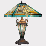 - Lámpara De Mesa Grande Tiffany De 3 Luces Luz Noctur...