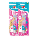 Kit 2 Un - Escova Dental Condor Kit Gel+esc Jr Barbie