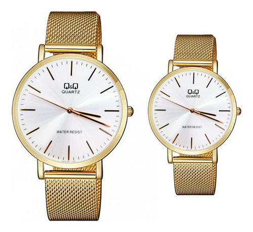 Relojes Pareja Duo Qyq Acero Glamour Q&q Acero  + Estuche