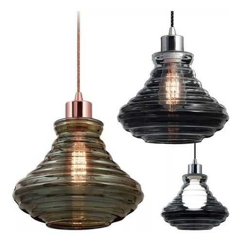 Lampara Colgante Moderna Cobre Vidrio Deco Barra Living 