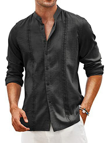 Camisas De Guayabera Cubana Para Hombre, De Lino, Casual, Co