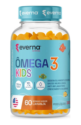 Omega 3 Kids Infantil 760mg Gummy Docinho Sem Açucar Everna