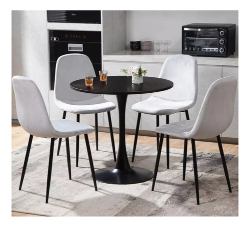 Set Mesa Tulip + 4 Sillas Cocina Comedor  - Alto Impacto