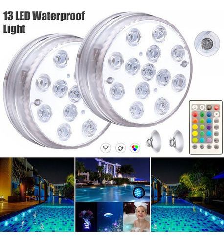 Luz De Piscina Led Decorativa Colorida De 2 Piezas Con Contr