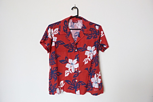 Camisa Roja Hawaiana Vintage, Talle S