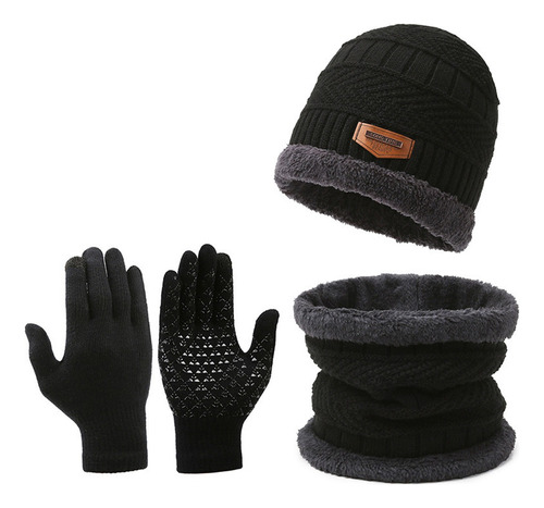 3 Pzs Kit De Gorro Bufanda Guantes Para Invierno Tejido Lana