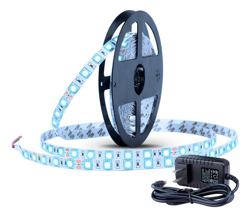 Tira Led 5050 Rollo 5 Metros Blanco Frio 12v Interior + Fuente