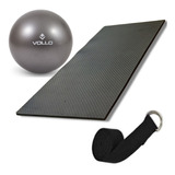 Kit Bola Pilates + Tapete Yoga Grande Mat Yoga  + Cinto Yoga