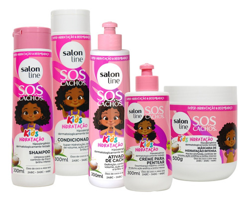 Kit Capilar Tratamento Sos Cachos Kids Infantil Salon Line