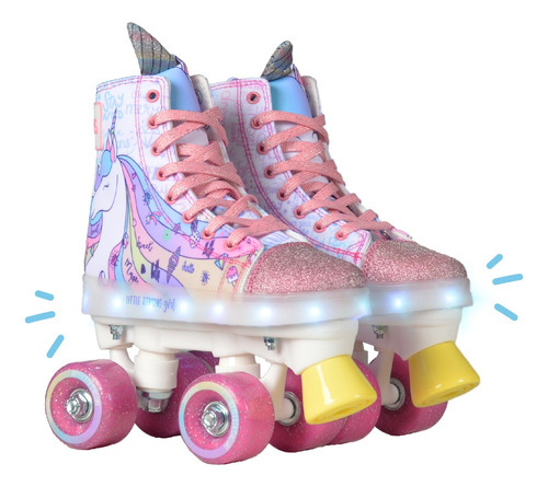 Patines Roller Unicornio Artístico Con Luces Quepeños