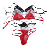 Pack X3 Conjunto Bralette De Encaje Less Regulable New 55012